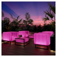 photo YOMI EKO POUF WITH LIGHTING - WOODEN STRUCTURE - PINK 2